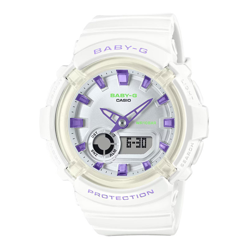 Jam Tangan Wanita Casio Baby-G BGA-280DN-7ADR Dance Floor Digital Analog Dial White Resin Band