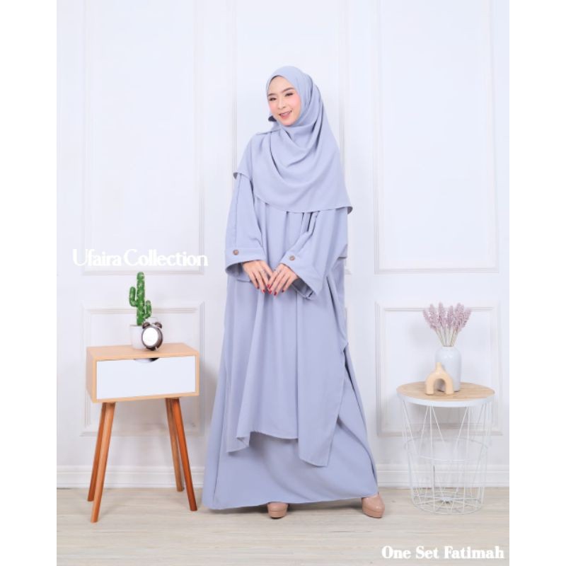 Tunik Wanita Ufaira Olshop ~ One Set Fatimah Rok + Tunik+Pasmina Setelan Terbaru Ukuran Jumbo