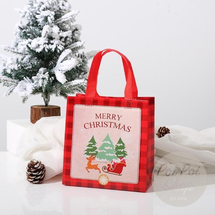 

GHT Tas Kantong Natal Christmas Checker Bahan PVC Tas Goodie Bag Paper Bag Shopping Bag Dekorasi Natal Harga Grosir Murah TERLARIS