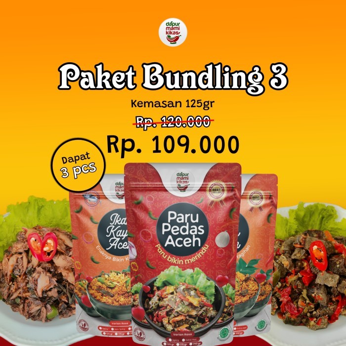

Lhiu Paket Bundling 3 Lauk Siap Saji Paru Pedas & Ikan Kayu Bumbu Khas Aceh Paket Makan Enak Instan