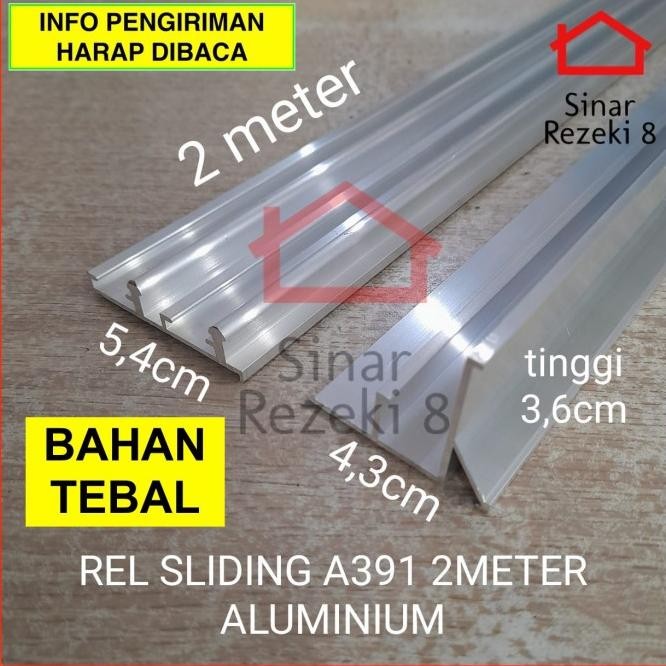 Set Rel Yiming 2 Meter + Roda 2 Pintu Lemari Sliding Pakaian Geser