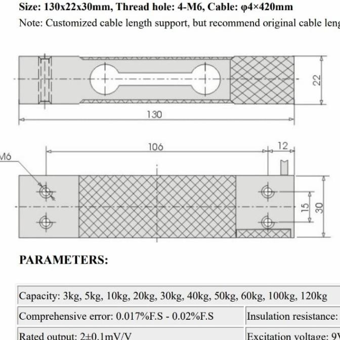 Loadcell 100Kg / Type Single Point Ygx-Cl601-100Kg  Ready