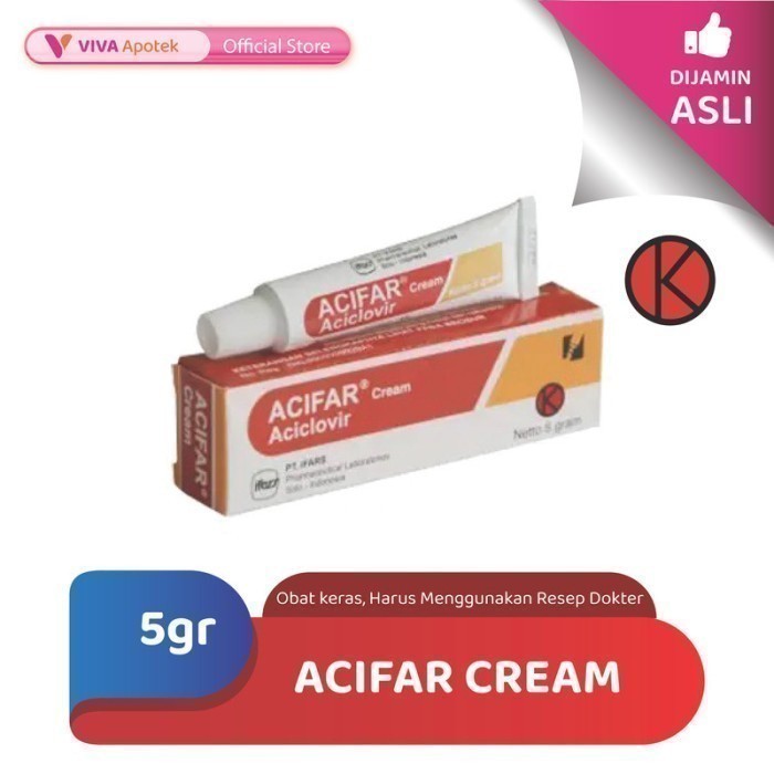 Acifar Cream / Acyclovir / Infeksi Kulit / Herpes Simpleks (5 Gram)