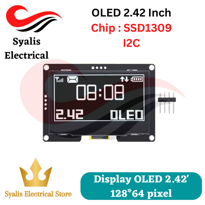 Oled 2.42 Inch White 128X64 I2C Lcd Modul [Syalis] Terbatas