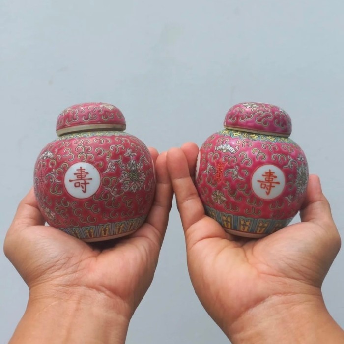 GUCI KERAMIK ANTIK MERAH MINI