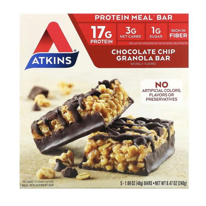 

Atkins Protein Meal Bar, Chocolate Chip Granola, Keto Friendly, 8 Coun