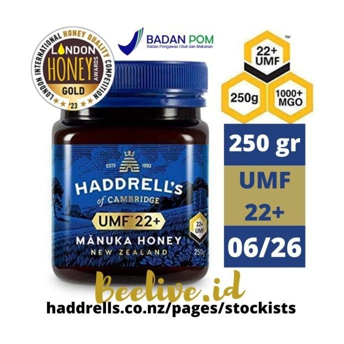 

Madu Haddrells Manuka Honey UMF 22+ MGO 1000+ 250gr (UMF 20+ UP)