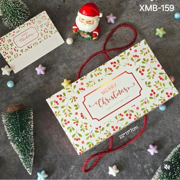 

XMB-159 Box christmas with handle dus kemasan kue nastar cookies natal