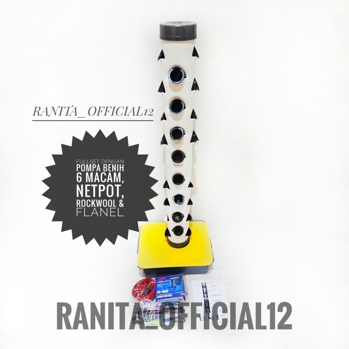 (TERMURAH) FULL SET VERTIKULTUR HIDROPONIK TOWER 32&48 LUBANG