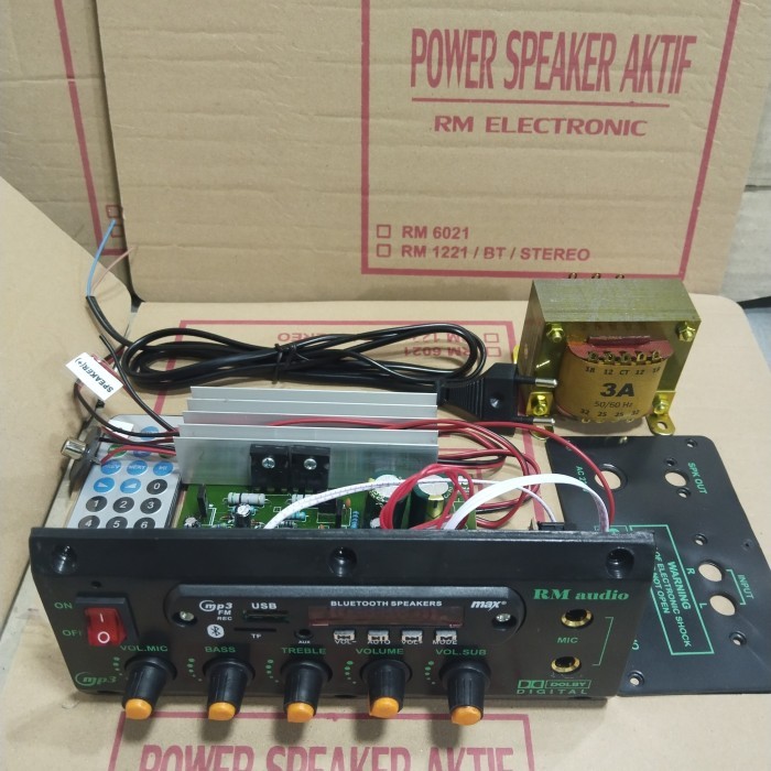 Kit power mono spiker aktif bloototh + trafo 3 amper merk RM