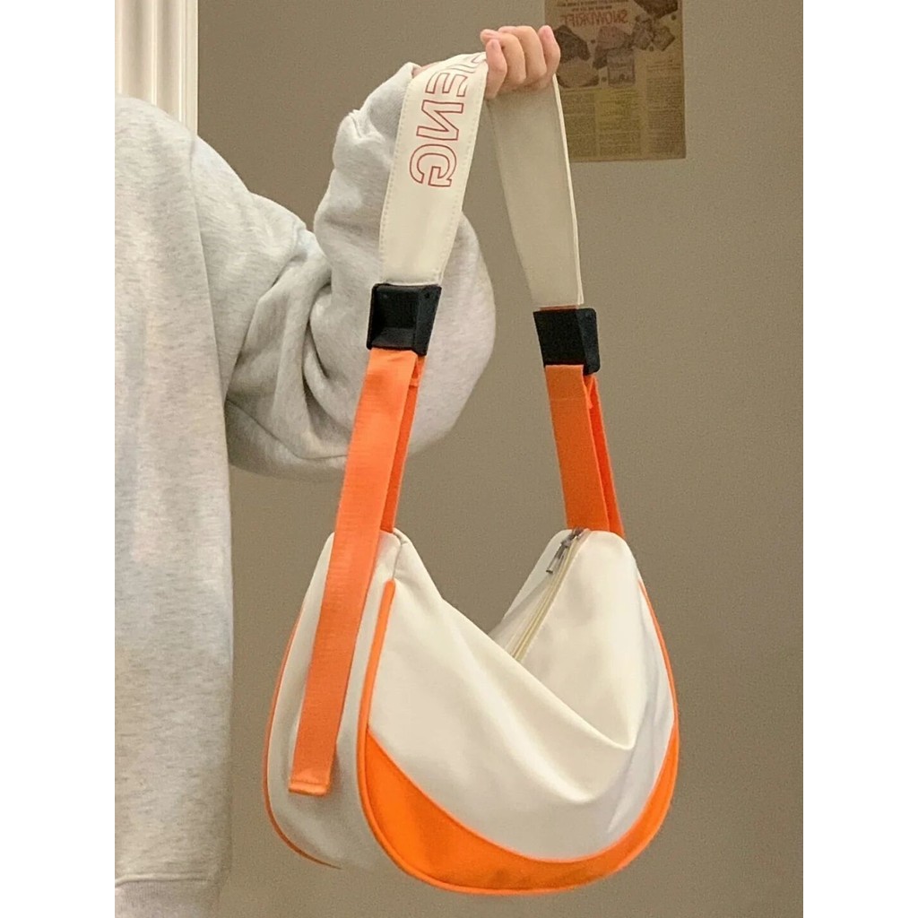 Tas Kanvas Tali Bahu Lebar Lucu Tas Kurir Nilon Wanita