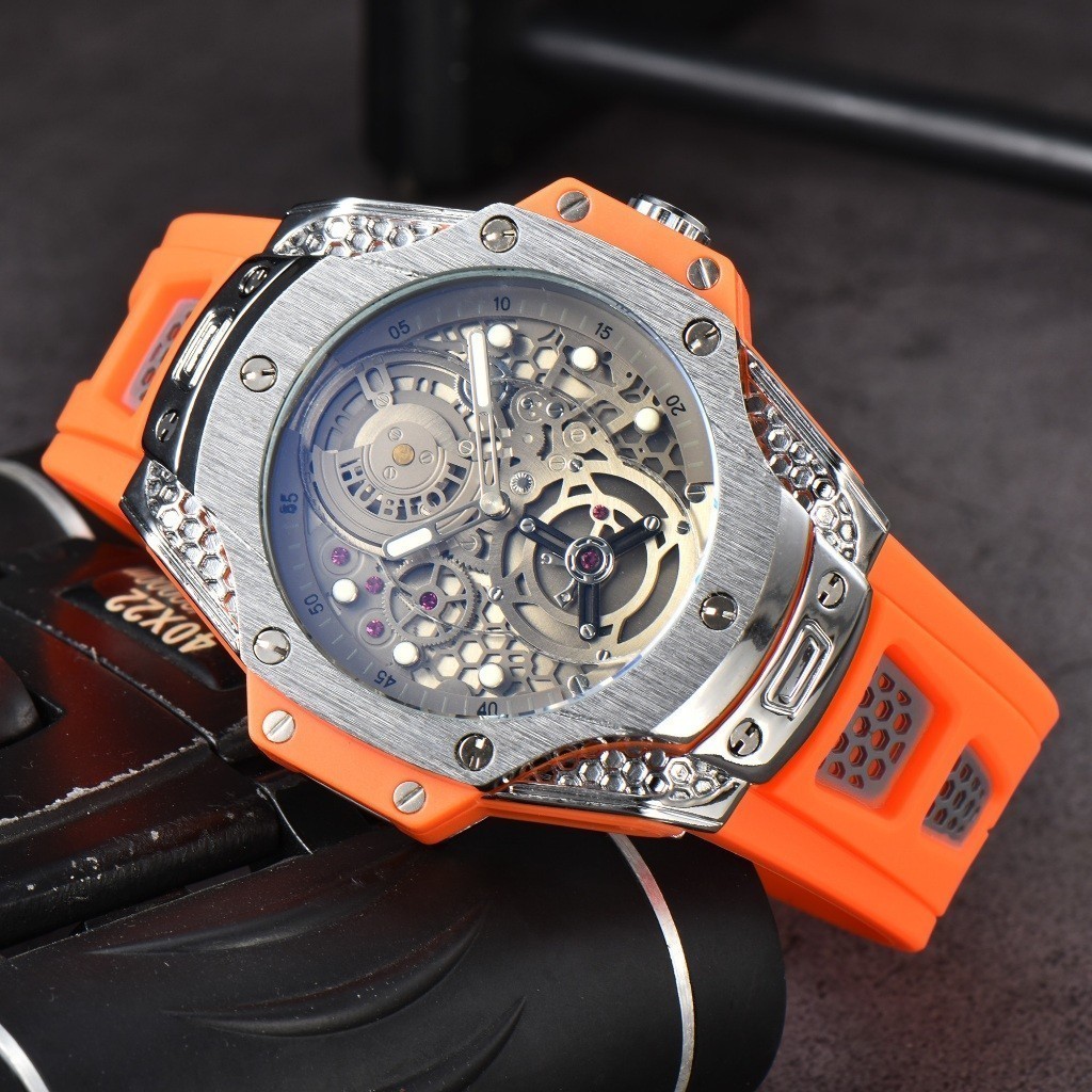 Jam Tangan Pria Hublot UBLOT BIG BANG Series Quartz Movement Tourbillon Hollow Rui Watch Hollow Dial