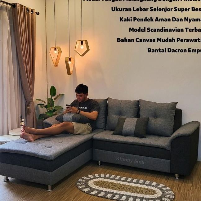 Sofa L Santai Kimmy Sofa Selonjor Rebecca Ukuran Jumbo