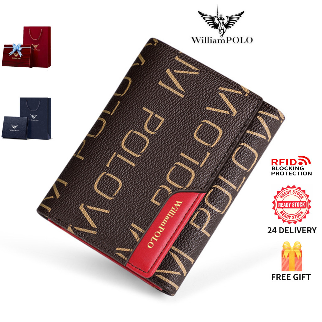Dompet Wanita WilliamPOLO Dompet Pendek Kulit Dompet Kartu Anti Maling Dompet Koin Multifungsi |9dKl