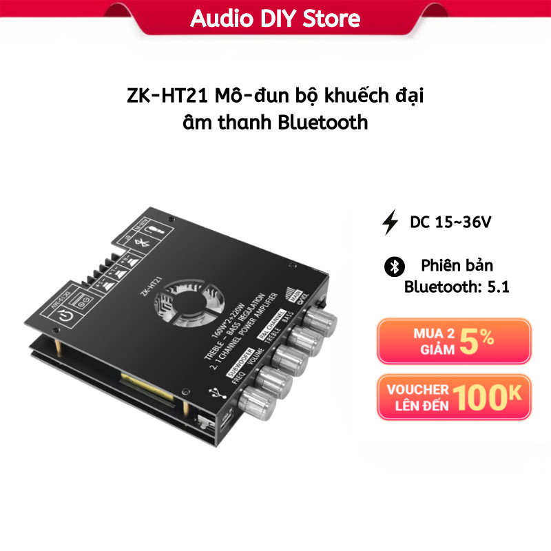 Modul Penguat Daya Digital Bluetooth Zk-ht21 ZK-HT21 2.1 Channel TDA7498E 160W Subwoofer Bass Tinggi