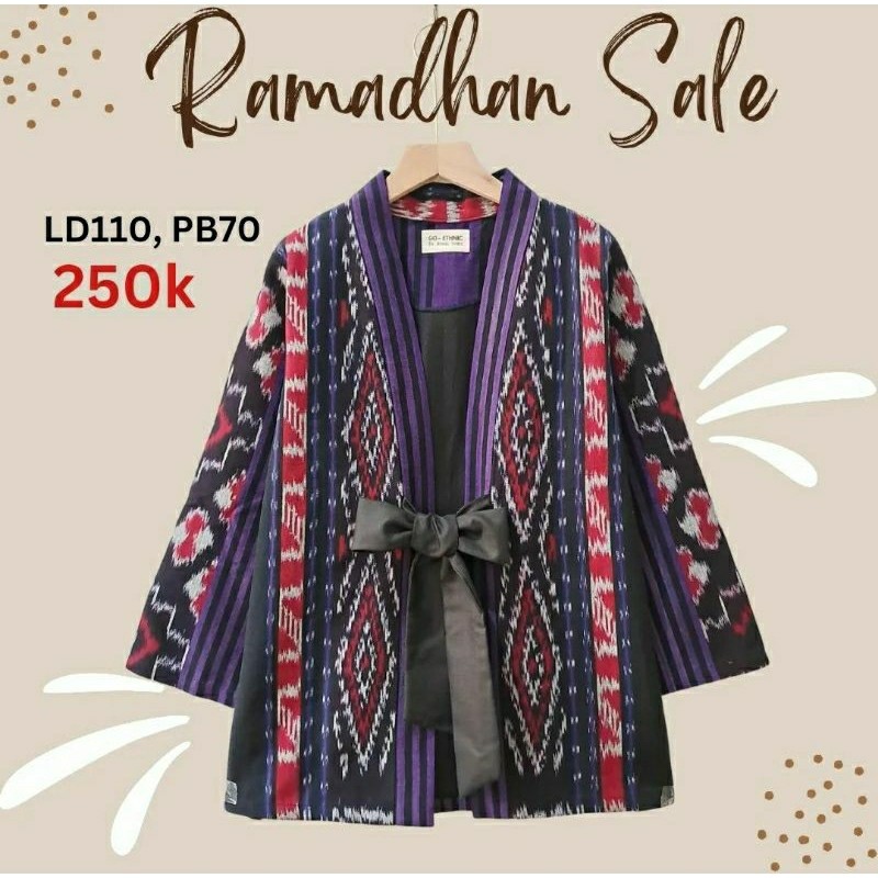 Promo Jaket Blazer Outer tenun warna ungu motif toraja