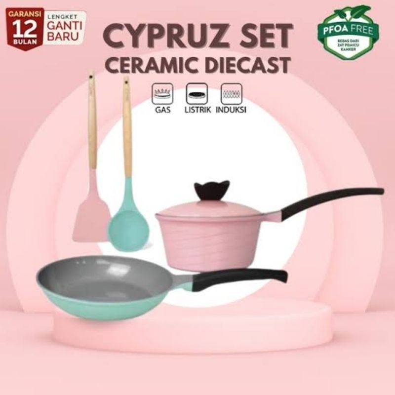 Panci Cyprus / Cyprus Ceramic Basic Set 5 Pcs / Non PFOA & PTFE