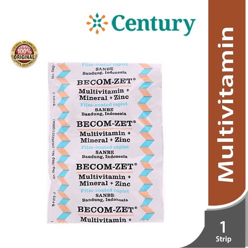 Becom-Zet 1 Strip isi 10 Kaplet / Antioksidan /Multivitamin dan Mineral / Daya Tahan Tubuh / Vitamin