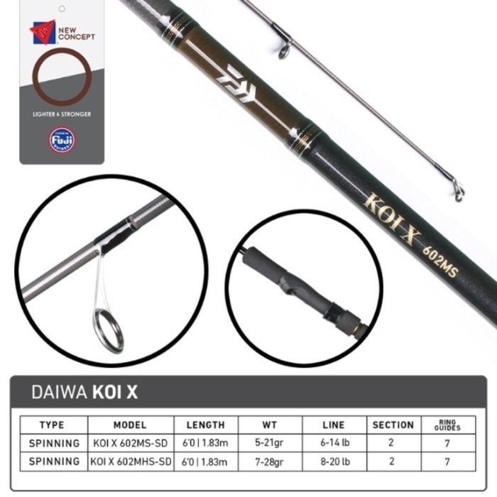 joran pancing daiwa koi x 602 180 cm bahan carbon ring fuji