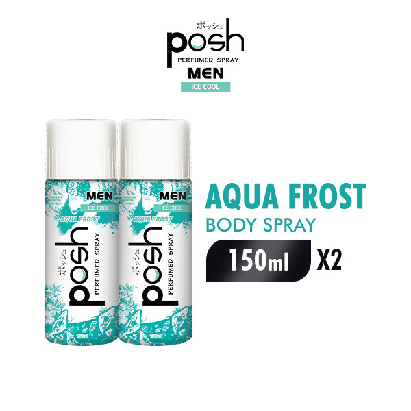Posh Men Perfumed Spray Ice Cool Aqua Frost Sensasi Dingin 150 ml x2