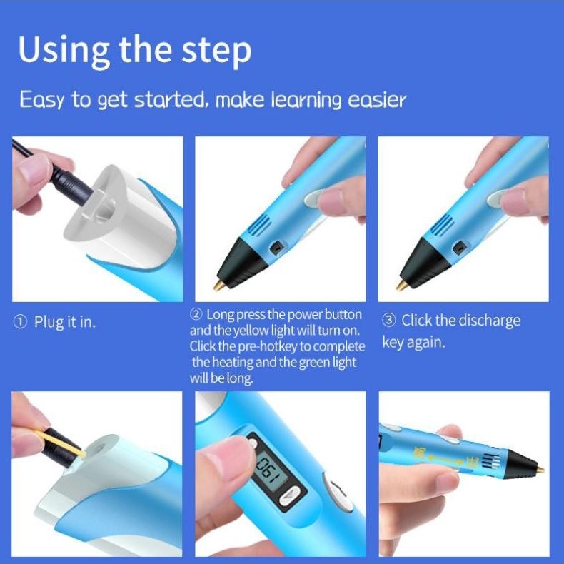 

Bisa Cod 3D Printing Pen 3D Printer Arts Pen Magic Drawing Pen Diy Pulpen 3D 10 Warna Bahan Tidak Beracun