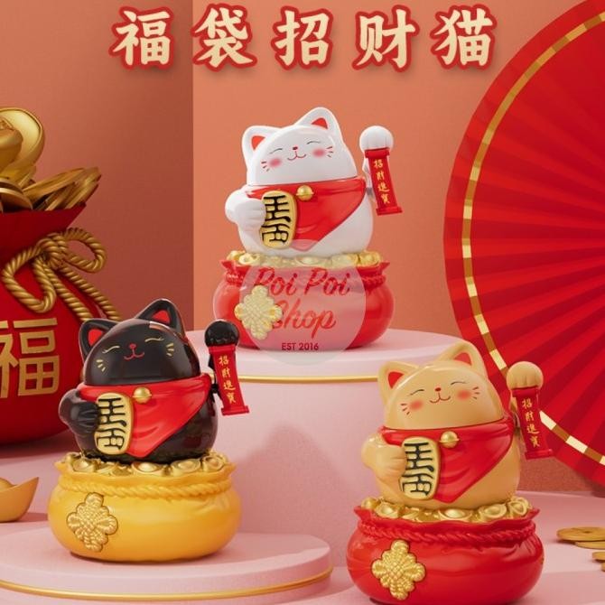 *****] Pajangan Patung Boneka Kucing Jumbo Dashboard Mobil Kucing Lucu Pouch Money Pot Koin Hoki Luc