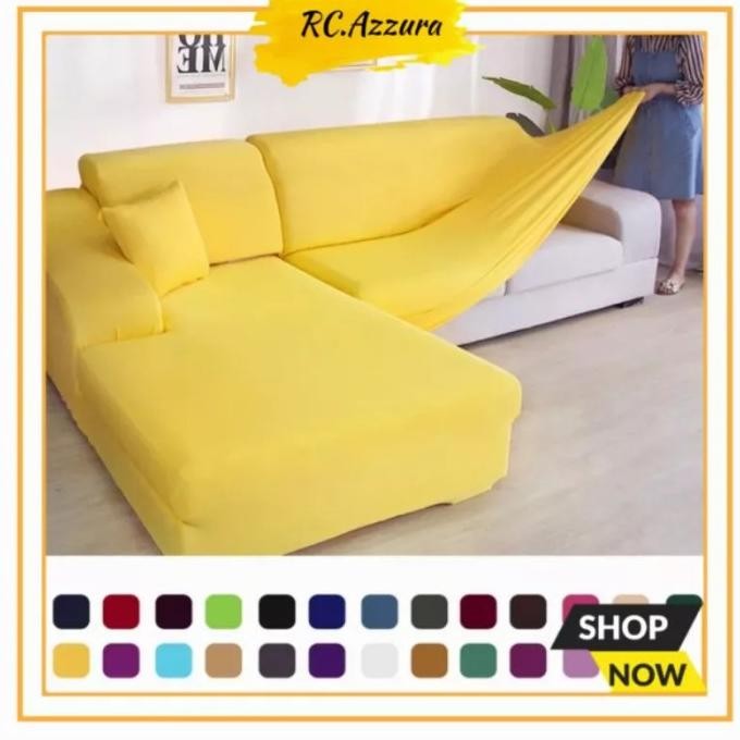 COVER SOFA L SHAPED SIKU SUDUT SARUNG SOFA STRETCH ELASTIS POLOS