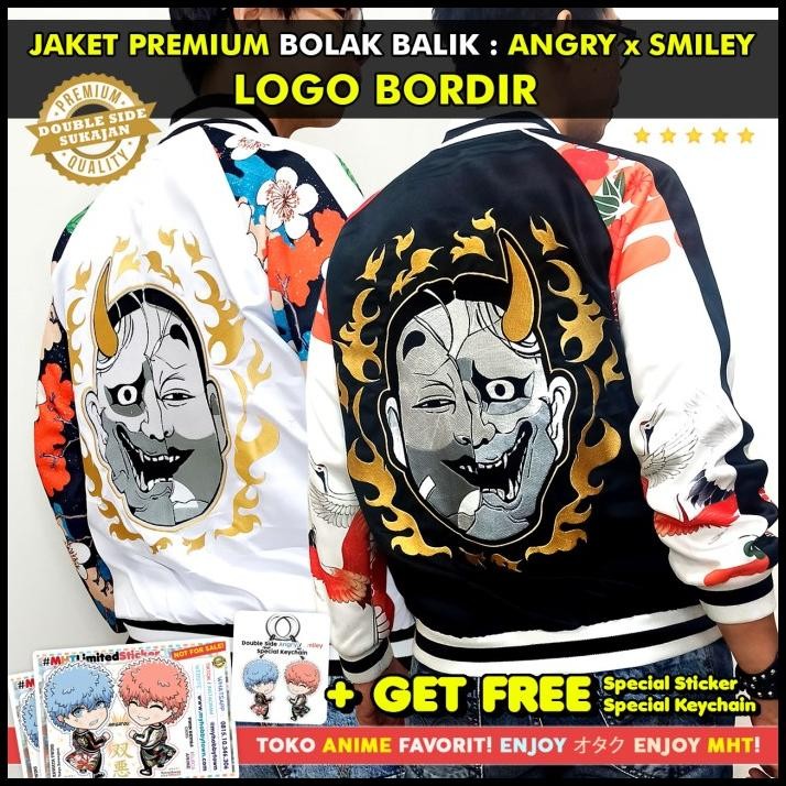 Jaket Smiley Angry Tokyo Revengers Bomber Sukajan Anime Cover Version