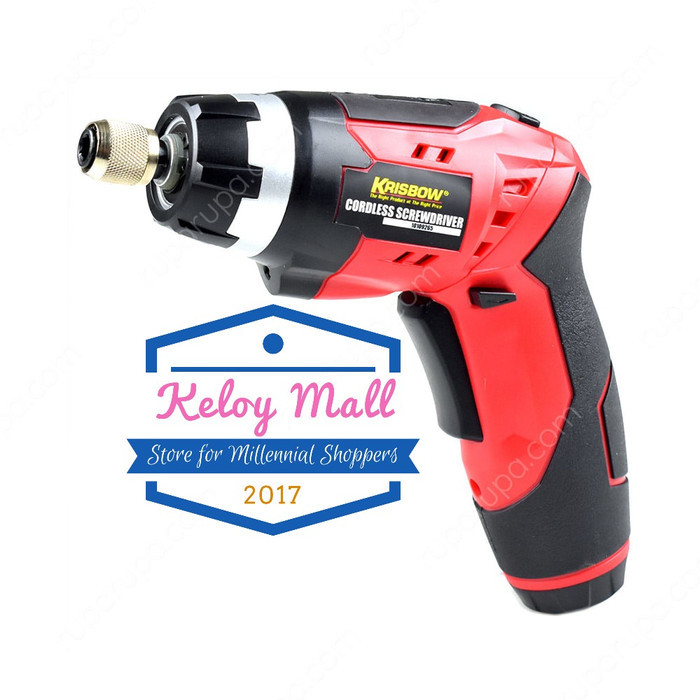 Obeng Listrik Krisbow 3.6V Obeng Baterai Cordless Dengan Lampu