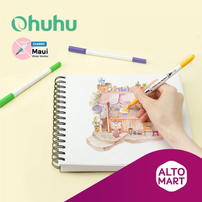 

T E R B A R U Ohuhu Maui 100 Colors Pens (Brush & Fineliner) Water Based Watercolor