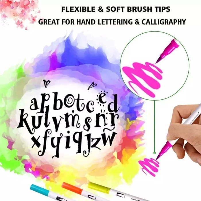 

T E R B A R U 100 Warna Spidol Brush dan Pen Dual Tip Marker Pen Magicfly Brush Pen