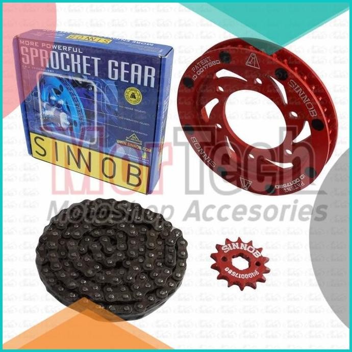 Chain Kit Gear Set Rantai Motor Sinnob Jupiter MX King Premium Merah