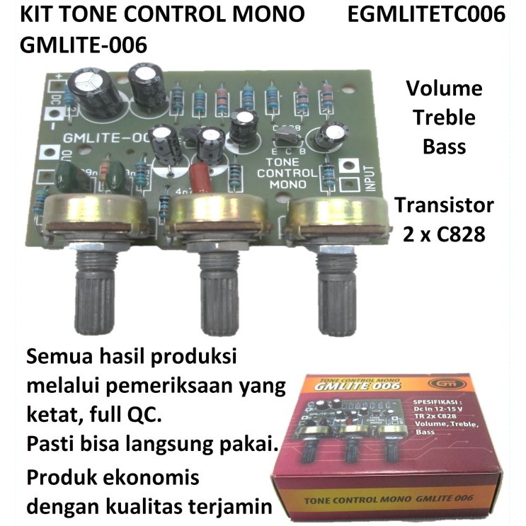Kit rakitan tone control kontrol mono Gmlite 006