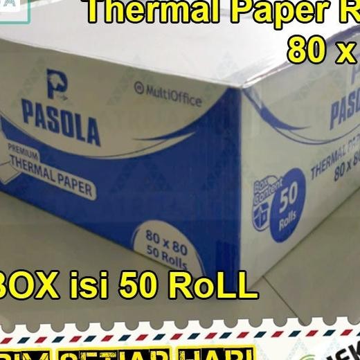 

(1 Box= 50 Roll) Kertas Thermal Struk Kasir 80 X 80 . Pasola 80X80