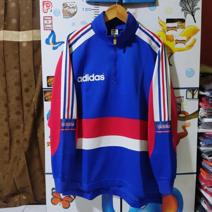 SWEET SHIRT JAKET VINTAGE 90S ADIDAS X DESCENTE SIZE XL