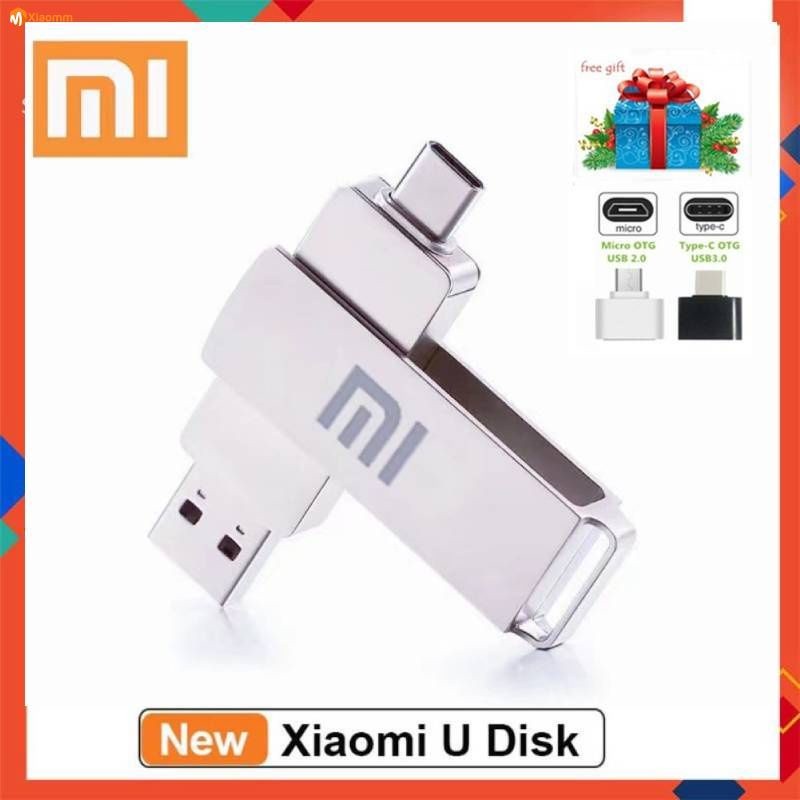 Flashdisk Asli Xiaomi 2TB 1TB 512GB 256GB Miniatur Tipe C Driver Memori Flash USB Ganda Logam Premiu