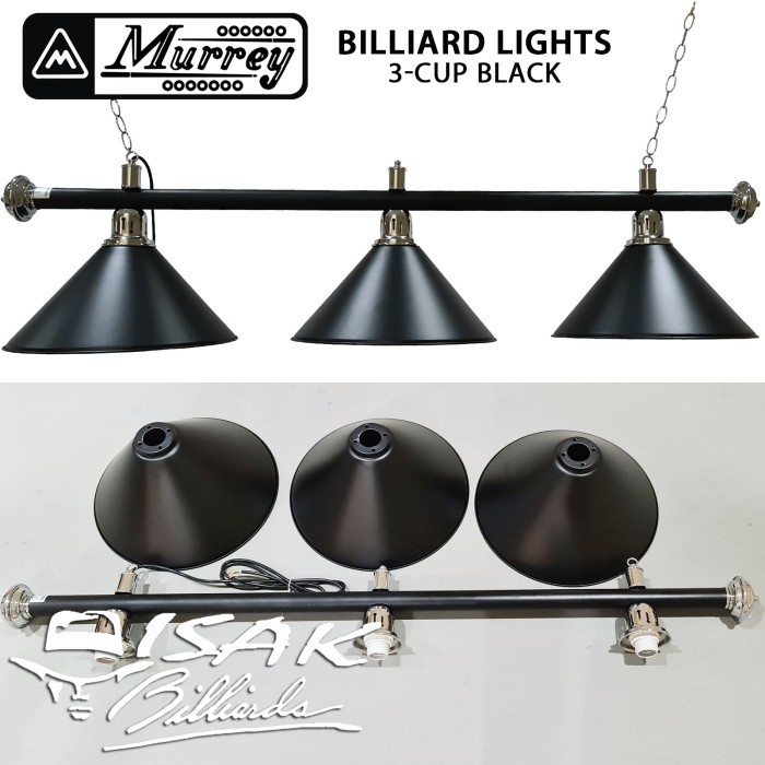 Promo Lampu Meja Billiard 3 Kap - Black - Pool Table Light 3 Cup Biliar Lamp