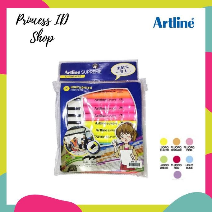 

Artline Supreme Highlighter Set 12 Colours Epf-600/12W Original Dan Terpercaya