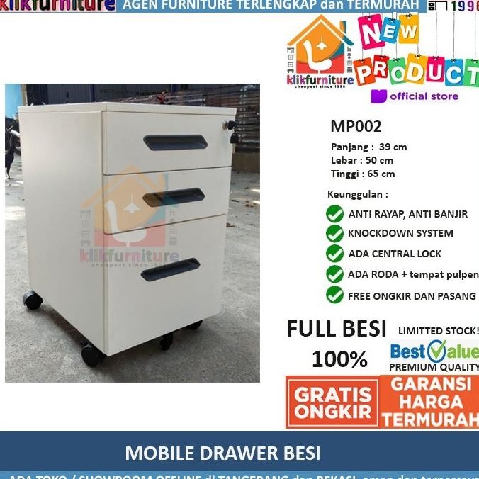 

MP002 DRAWER CABINET BESI 3 LACI SUSUN | NAKAS KABINET ARSIP RODA 2410T