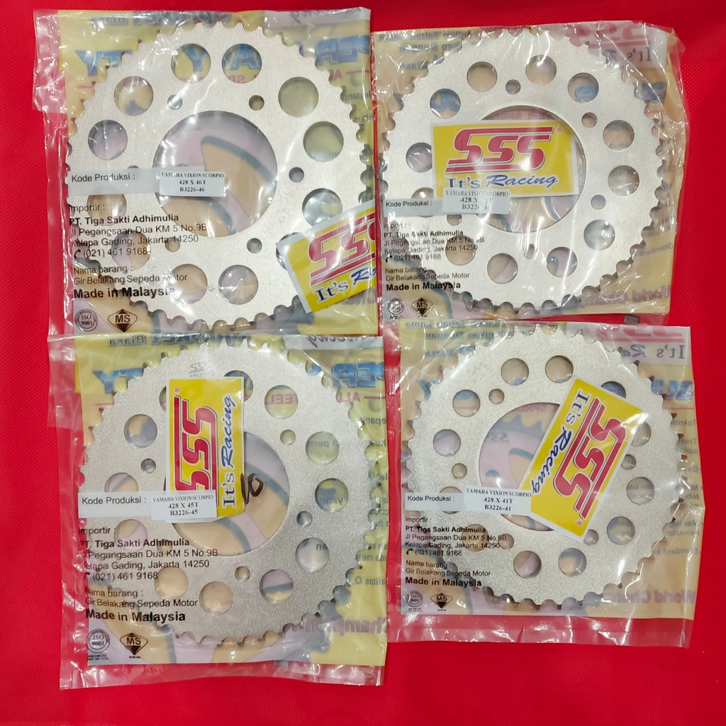 GIR GEAR BELAKANG SSS 428 CHROME SCORPIO / VIXION UKURAN : 428 x 35 / 36 / 37 / 38 / 39 / 40 / 41 / 