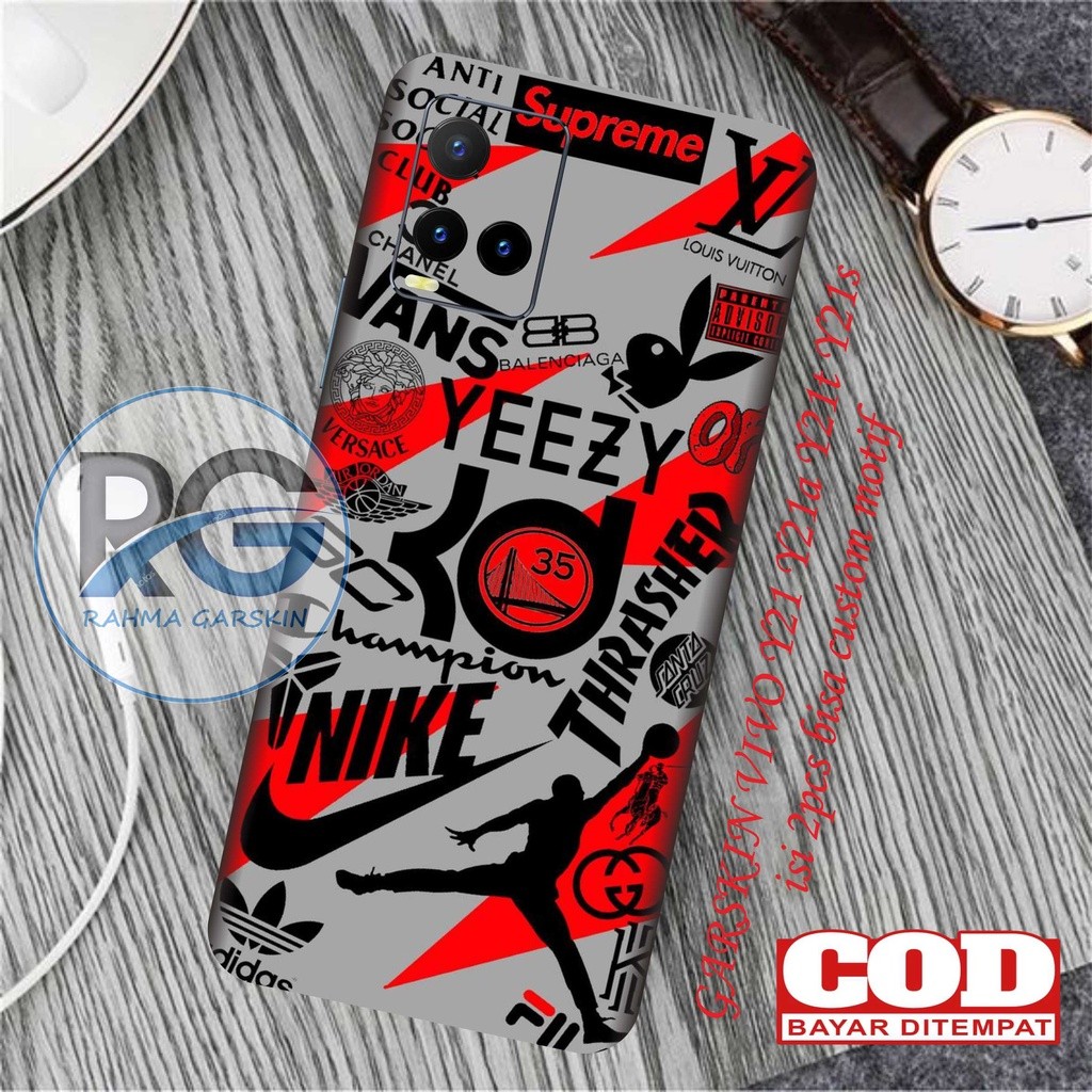 Vivo Y21 Garskin/Stiker Case Bisa Custom Motif - 2Pcs
