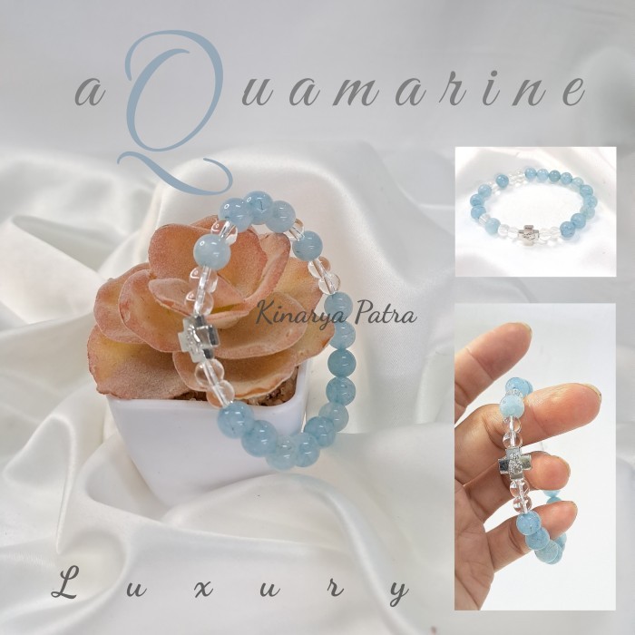 Gelang Rosario Crystal Aquamarine