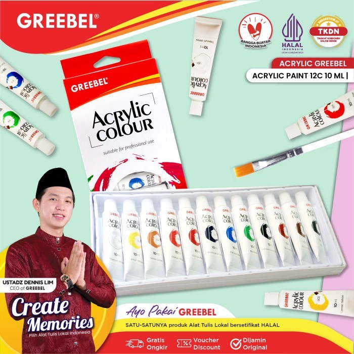 

GREEBEL CAT AKRILIK ACRYLIC 10 ML 12 WARNA Untuk Anak Art Melukis