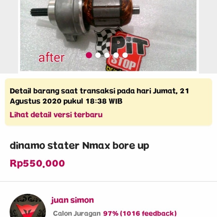 {Bekas} dinamo stater nmax bore up 200cc Diskon