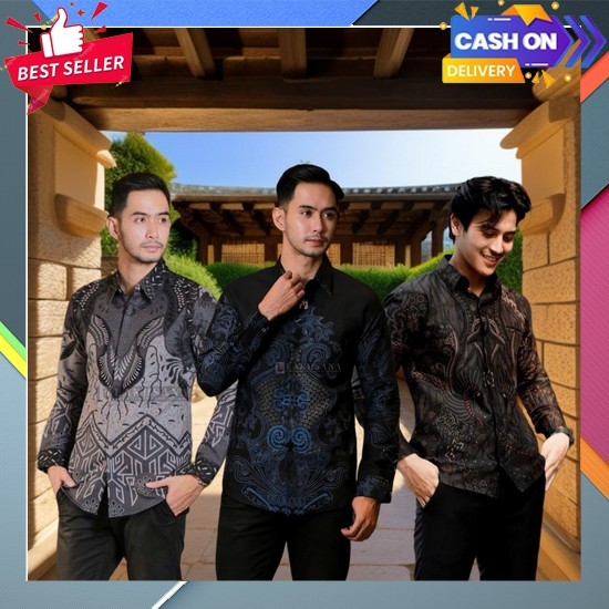 Batil Barik Dewasa Natik Kemeja Sragam Sinoman Kemeja Batik Pria Modern Lengan Kemejq Formal Bahan A