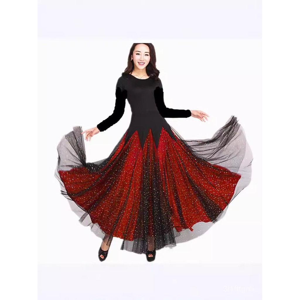 Modern Dance Dress Ballroom Dance Dress Dance Swing Skirt Waltz Dance Show Performance Gown CFW4