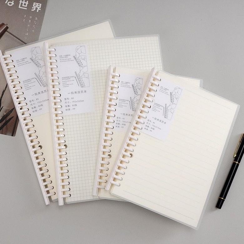 

sd-5 Notebook Buku Binder A5 & B5 Note Spiral Ring Model ( Garis, Polos, Dotted , & Grid ) - 80 lembar Premium