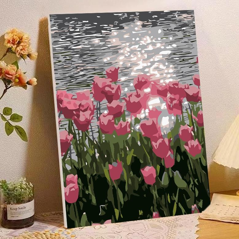 

ter-98 Paint By Number 20x30cm DIY Paint Kit with Frame Digital Painting Landscape Cartoon Anime Series Termurah
