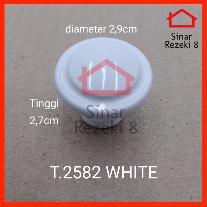 Laci - Handle Tarikan 2582 Putih / Knob Bulat Laci Pentol Pintu Lemari Gagang