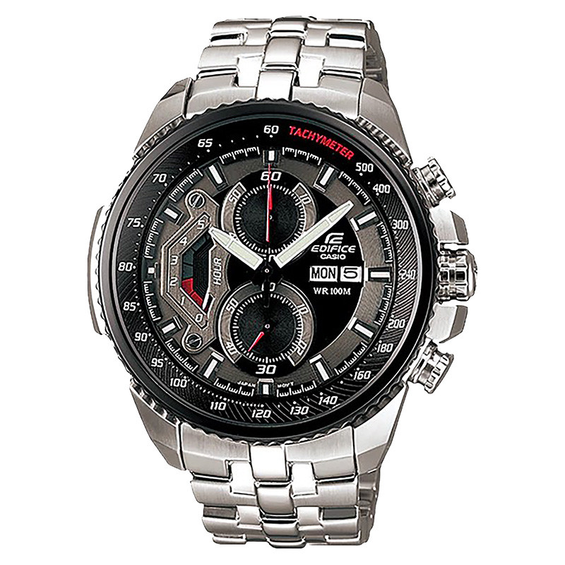 Jam Tangan Pria Casio Edifice EF-558D-1AVUDF Chronograph Black Dial Stainless Steel Band